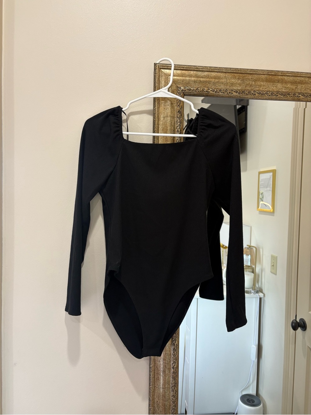 GB girls Black Long-Sleeve Square Neck Bodysuit